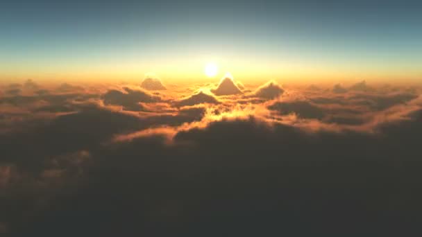 Puesta de sol volar sobre las nubes — Vídeos de Stock