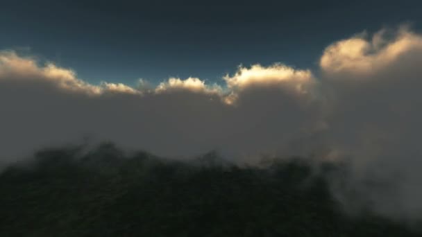 Fly in clouds over mountain — Stock Video