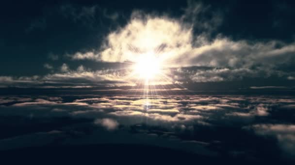 Bulutlar günbatımı sinek — Stok video