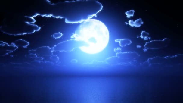 Astratto luna notte mare — Video Stock