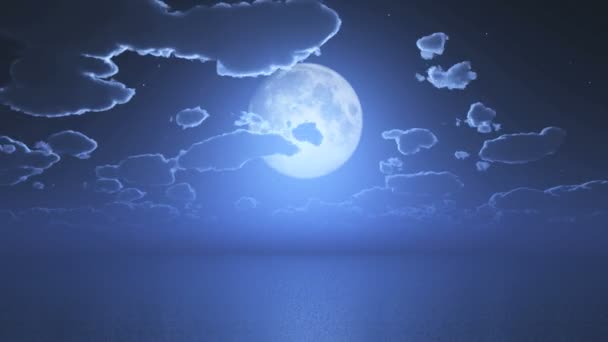 Astratto luna notte mare — Video Stock