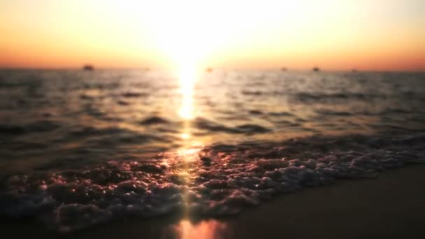 Solnedgång sea wave — Stockvideo