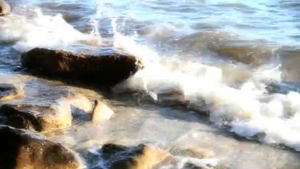 Olas golpean mar acantilado — Vídeos de Stock