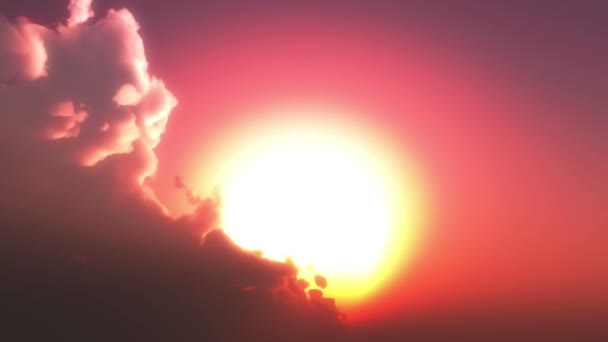 Hermoso sol del atardecer escénico moviéndose a través del cielo rojo ardiente fondo — Vídeo de stock