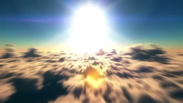 Vuelo sobre nubes y puesta de sol — Vídeo de stock