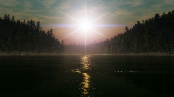 Survoler la rivière au coucher du soleil — Video