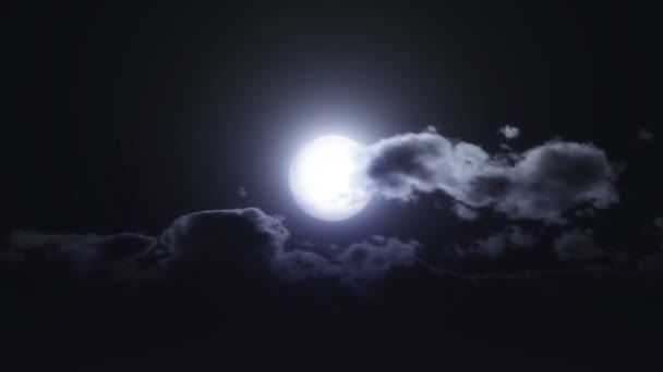 Moon night clouds time lapse — Stock Video