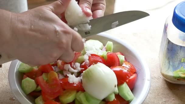 Salade slowmotion maken — Stockvideo