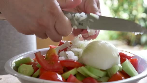 Fazer salada câmera lenta — Vídeo de Stock