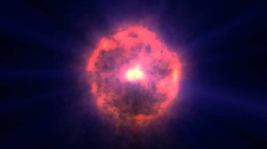 Uzayda ateş topu patlaması, soyut illüstrasyon