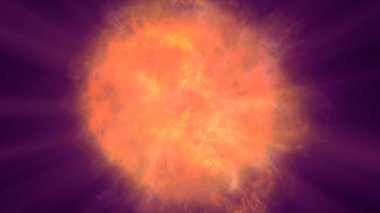 Uzayda ateş topu patlaması, soyut illüstrasyon