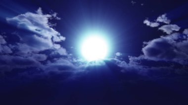 Gece vakti dolunay gökyüzü bulutu, 3 boyutlu resimleme