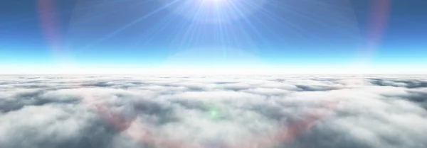 Felhők Felett Napsugár Renderelés Illusztráció — Stock Fotó