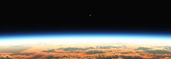 지구가 구름낀 위에서 있습니다 렌더링 — 스톡 사진