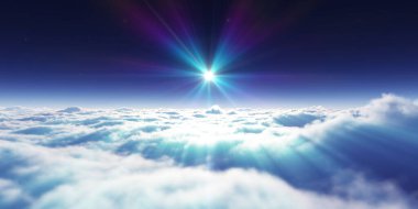 Bulutların üzerinde uçan rüya ışığı, üç boyutlu resimleme