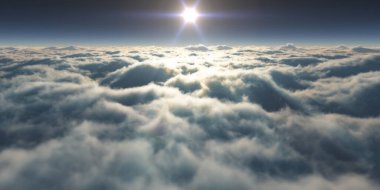 Bulutların üzerinde uçan rüya ışığı, üç boyutlu resimleme