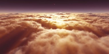 Bulutların üzerinde uçan rüya ışığı, üç boyutlu resimleme