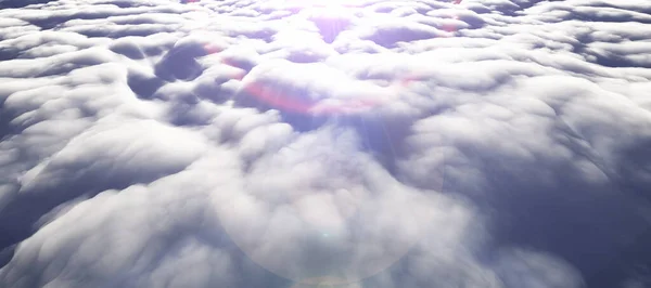 Boven Wolken Zon Straal Weergave Illustratie — Stockfoto