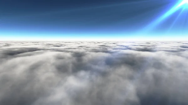 Felhők Felett Napsugár Renderelés Illusztráció — Stock Fotó