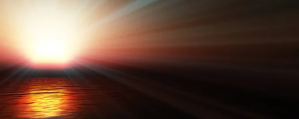 Sonnenuntergang Meer Sonne Strahl Klarer Himmel Darstellung — Stockfoto