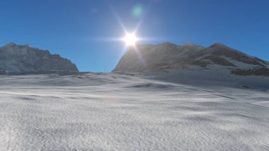 Dağ Karlı Güneş Işığı çizimi, 3D görüntüleme