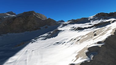 Dağ Karlı Güneş Işığı çizimi, 3D görüntüleme