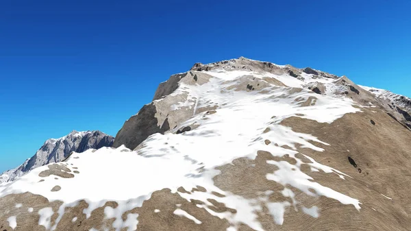 Dağ Karlı Güneş Işığı çizimi, 3D görüntüleme