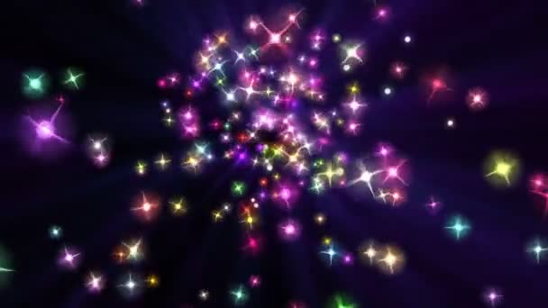 Χρώμα Μαγικά Αστέρια Αφηρημένη Κίνηση Σωματιδίων — Αρχείο Βίντεο