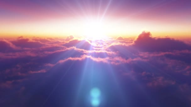 Volar Por Encima Del Cielo Nubes Cielo Puesta Del Sol — Vídeos de Stock
