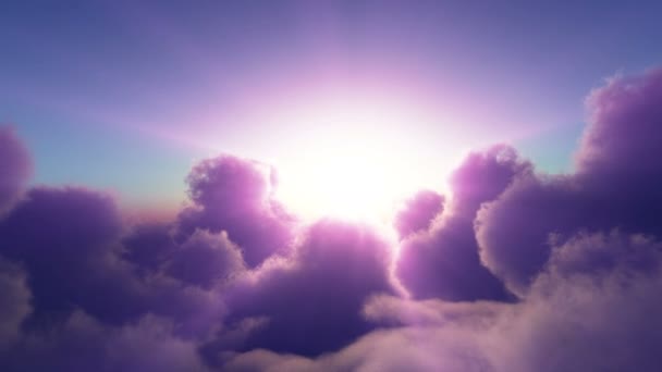 Volar Sobre Puesta Sol Sobre Las Nubes Rayo Sol — Vídeo de stock