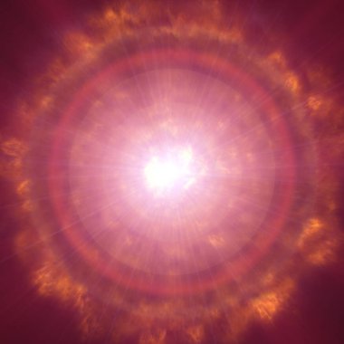 Uzayda ateş topu patlaması, soyut illüstrasyon