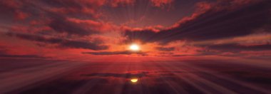 Gün batımı sakin deniz ışığı 3D çizim