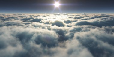 Bulutların üzerinde uçan rüya ışığı, üç boyutlu resimleme