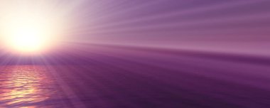 Gün batımı deniz ışığı gökyüzü berrak, üç boyutlu resimleme