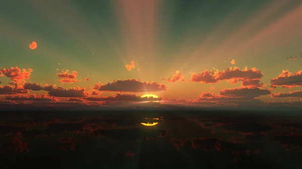 Sonnenuntergang Ruhig Meer Sonnenstrahl Render Illustration — Stockfoto