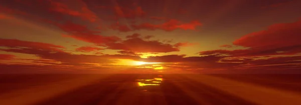 Закат Спокойно Морской Солнечный Луч Рендеринг Иллюстрации — стоковое фото