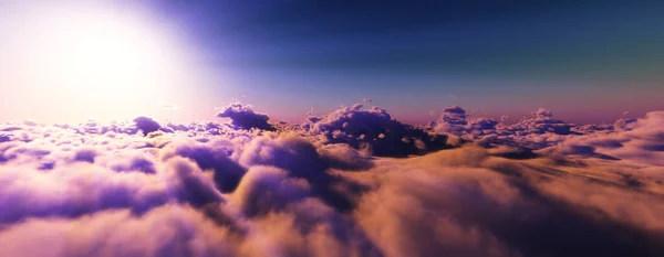 Acima Nuvens Voar Sol Sol Raio Ilustração Render — Fotografia de Stock