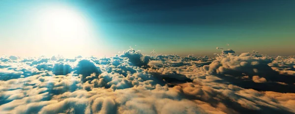 Clouds Fly Sunset Sun Ray Illustration Render — Stock Photo, Image