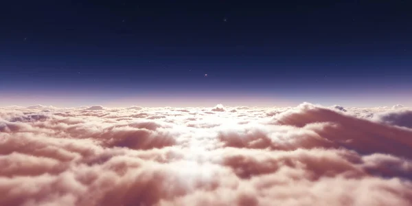 Sueño Volar Por Encima Las Nubes Rayo Luz Representación Ilustración — Foto de Stock