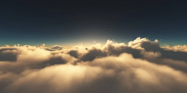 Felett Felhők Napkelte Napsugár Illusztráció Renderelés — Stock Fotó