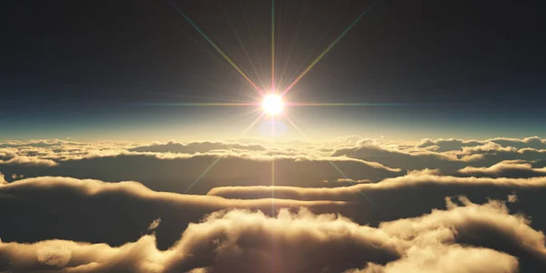 Clouds Sunrise Sun Ray Illustration Rendering — Stock Photo, Image