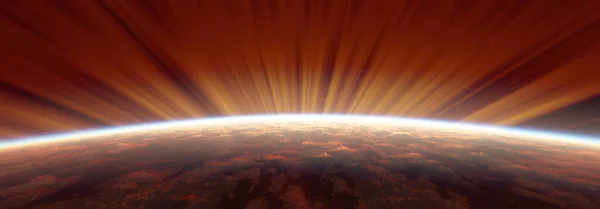 Схід Сонця Космічної Аурори Ілюстрація Рендеринга — стокове фото
