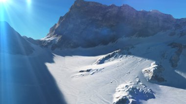 Dağ Karlı Güneş Işığı çizimi, 3D görüntüleme