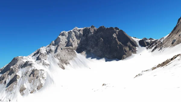 Montanha Neve Sol Raio Ilustração Renderização — Fotografia de Stock