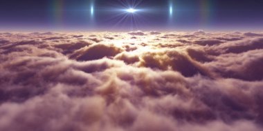 Bulutların üzerinde uçan rüya ışığı, üç boyutlu resimleme