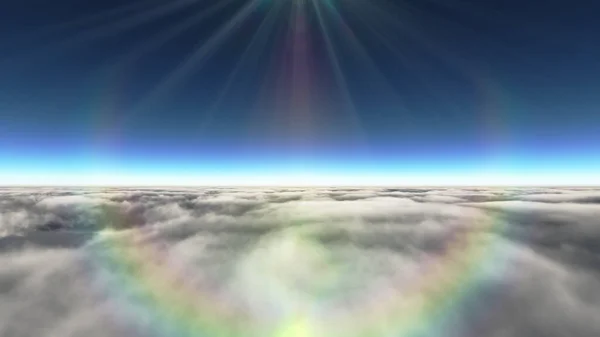 Über Wolken Sonnenstrahl Darstellung — Stockfoto