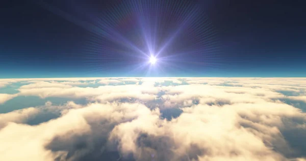 Vliegen Boven Wolken Zonsondergang Landschap Illustratie Weergeven — Stockfoto