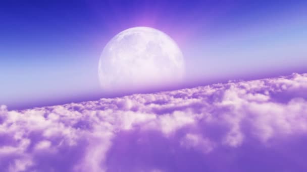 Volare Sopra Nuvole Luna Giorno — Video Stock