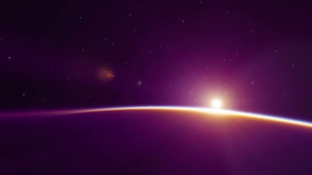 Ανατολή Ηλίου Στο Διάστημα Ήλιος Ανατέλλει Πάνω Από Τον Πλανήτη — Αρχείο Βίντεο