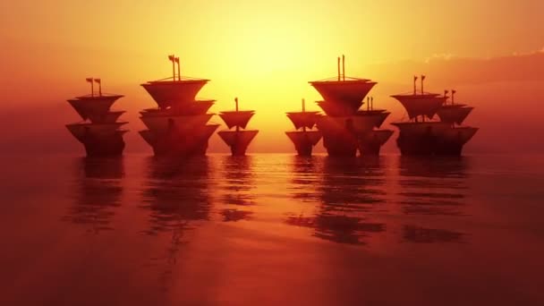 Kapal Tua Laut Saat Matahari Terbenam — Stok Video